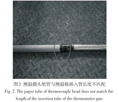 快速熱電偶測(cè)溫偶頭紙管與溫槍插入管長度不匹配圖示